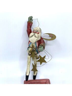 House of Hatten Ornament Enchanted Forest Santa Elf Moon Stars Bells 1988 Vtg